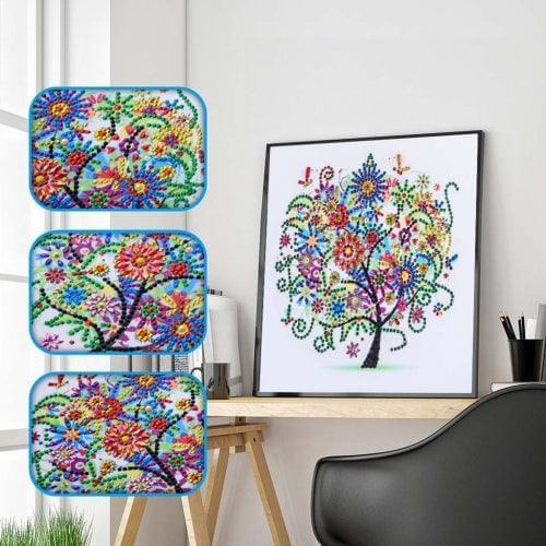 Árbol Floral (25x25) - Pintura Diamante Llenado Parcial