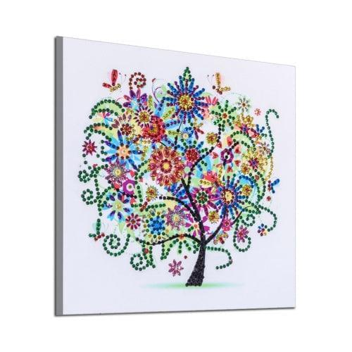 Árbol Floral (25x25) - Pintura Diamante Llenado Parcial