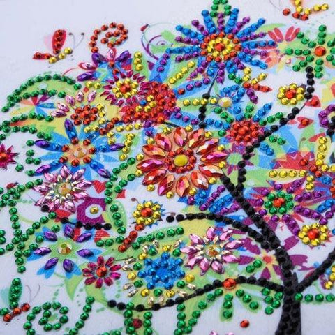 Árbol Floral (25x25) - Pintura Diamante Llenado Parcial