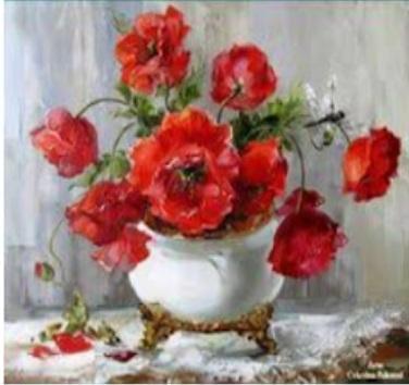 Arreglo Floral Rojo - Pintura Por Número (40x50)