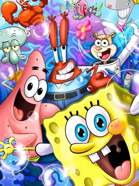 Bob Esponja (30x40) - Pintura Diamante Redondo