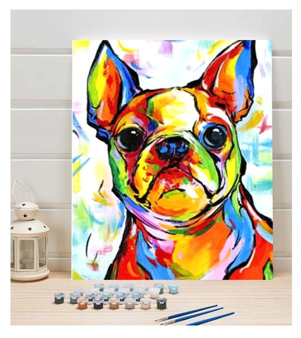 Bulldog Francés Color - Pintura Por Número (40x50)