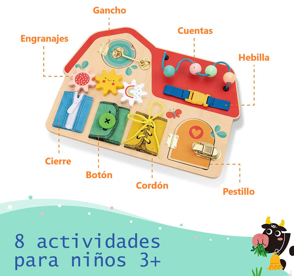 Tablero Actividades 8 en 1 - Juego Didáctico Madera