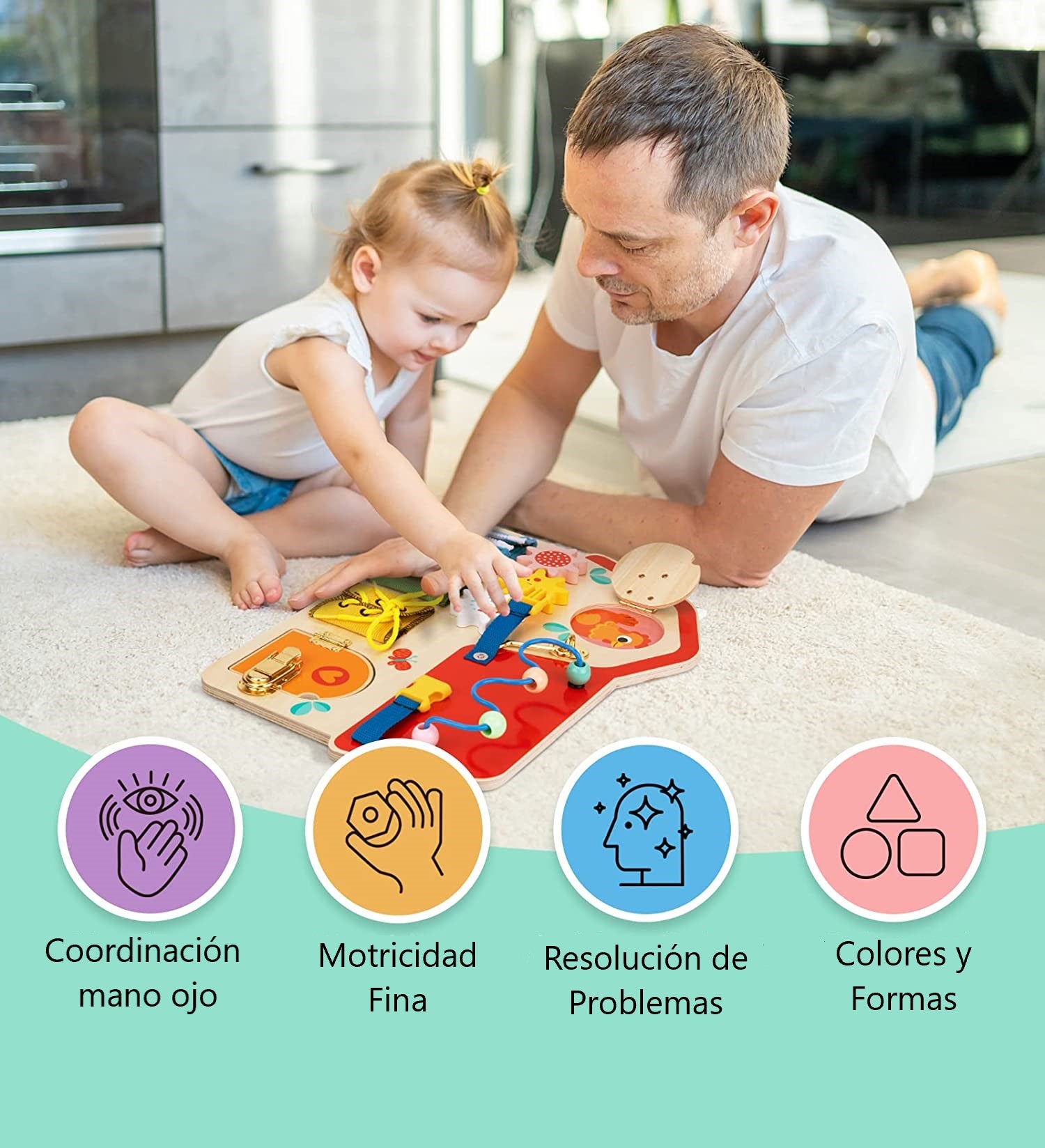 Tablero Actividades 8 en 1 - Juego Didáctico Madera