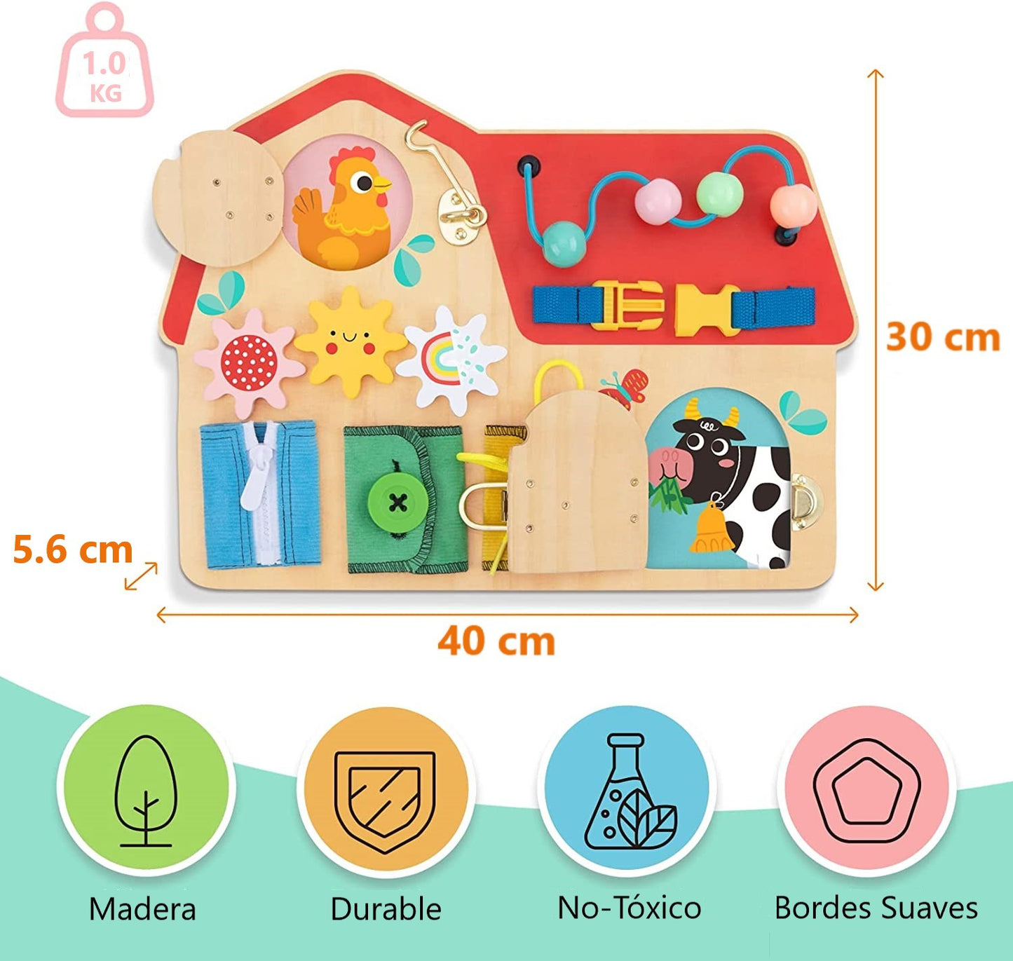 Tablero Actividades 8 en 1 - Juego Didáctico Madera
