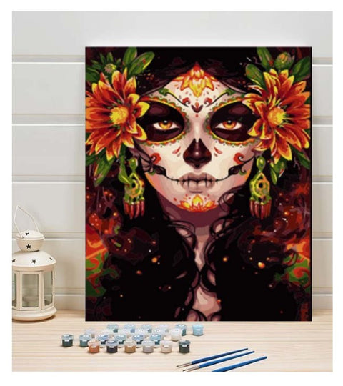 Mujer Calavera Mexicana - Pintura Por Número (40x50)
