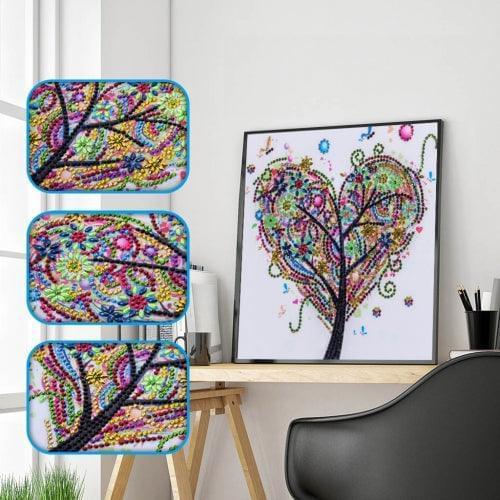 Árbol Corazón (25x25) - Pintura Diamante Llenado Parcial