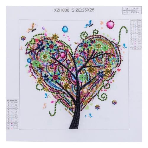 Árbol Corazón (25x25) - Pintura Diamante Llenado Parcial