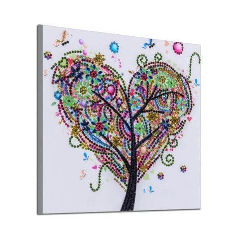 Árbol Corazón (25x25) - Pintura Diamante Llenado Parcial