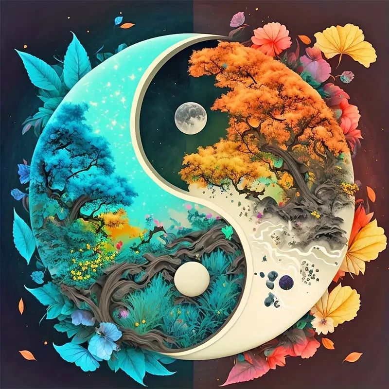Yin y Yang de la Tierra (40x40) - Pintura Diamante AB Cuadrado