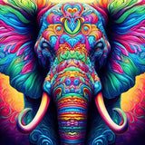 Elefante Color (40x40) - Pintura Diamante Cuadrado XL