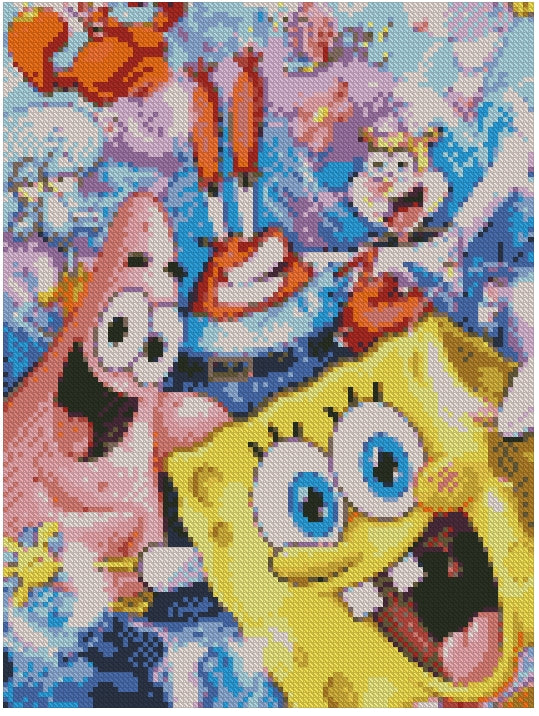 Bob Esponja (30x40) - Pintura Diamante Redondo