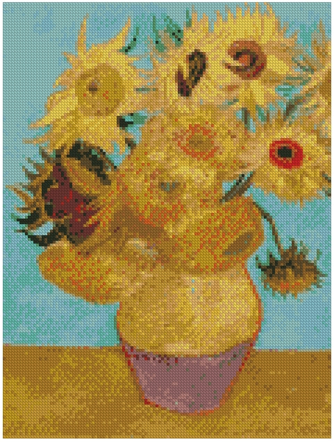 Girasoles de Van Gogh(30x40) - Pintura Diamante Cuadrado