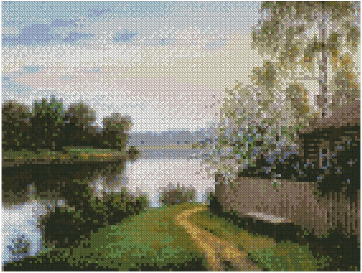 Lago de Campo (40x30)- Pintura Diamante Redondo