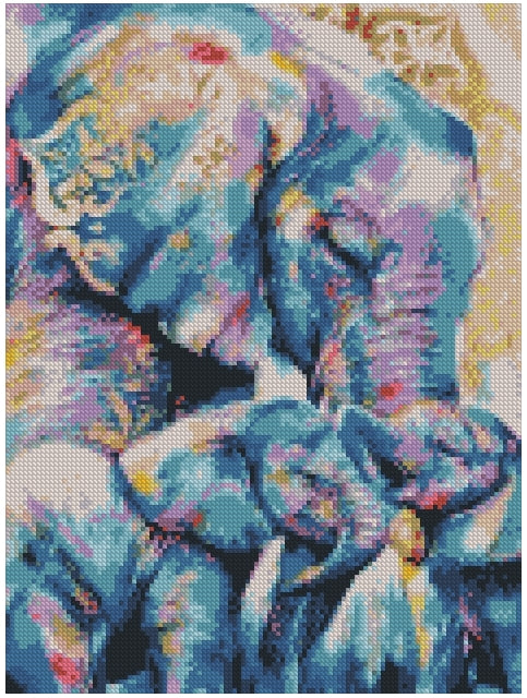 Mamá Elefante (40x30) - Pintura Diamante Cuadrada