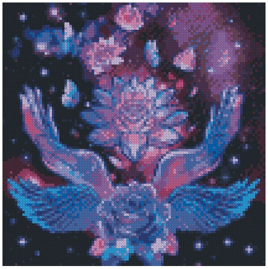 Manos en el Universo (30x30) - Pintura Diamante Redondo