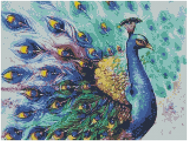 Pavo Real (40x30) - Pintura Diamante Cuadrado