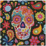 Calavera Mexicana (30x30) - Pintura Diamante Redondo