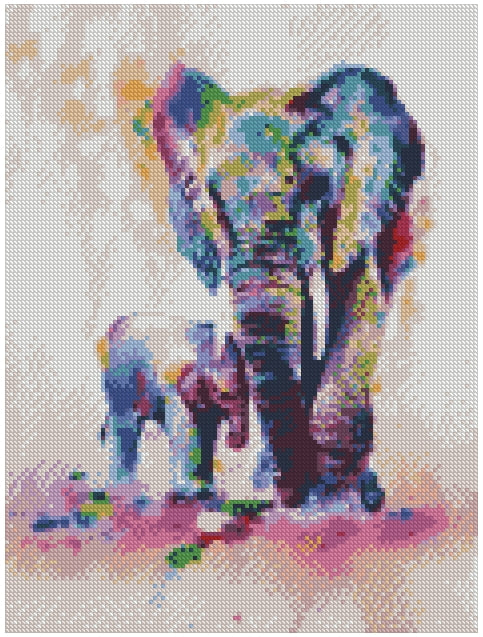 Elefantes (30X40) - Pintura Diamante Cuadrado