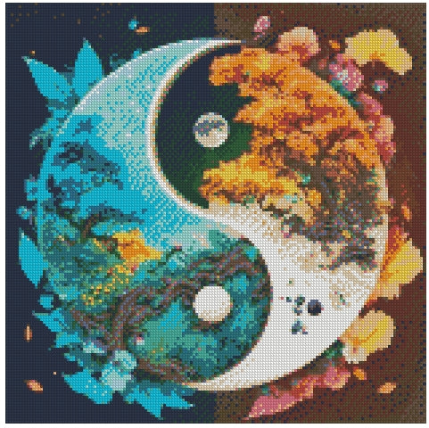 Yin y Yang de la Tierra (40x40) - Pintura Diamante AB Cuadrado