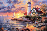 Faro y Veleros - Pintura por Numero (50x40)