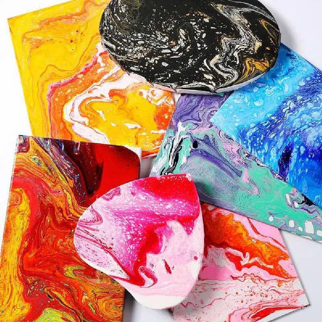 Kit Pouring Paint Pintura Acrílica (6 Botellas 60 ml, 13 Piezas)