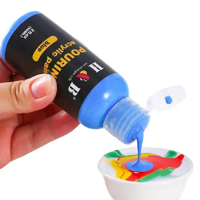 Kit Pouring Paint Pintura Acrílica (6 Botellas 60 ml, 13 Piezas)