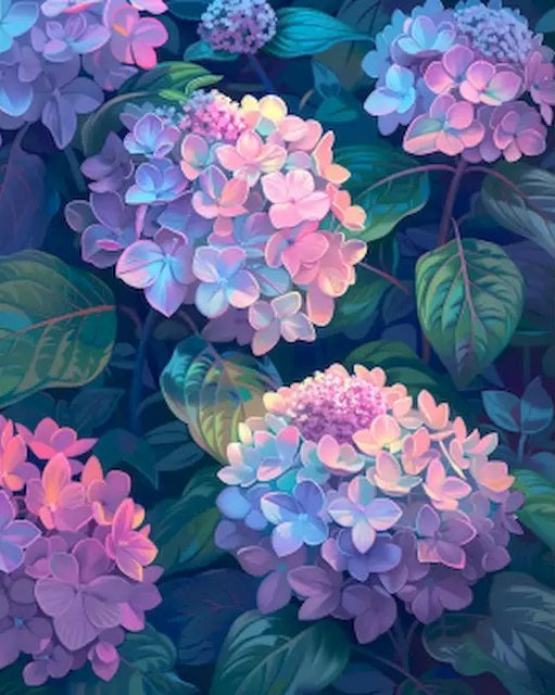 Hortensias - Pintura Por Número (50x40