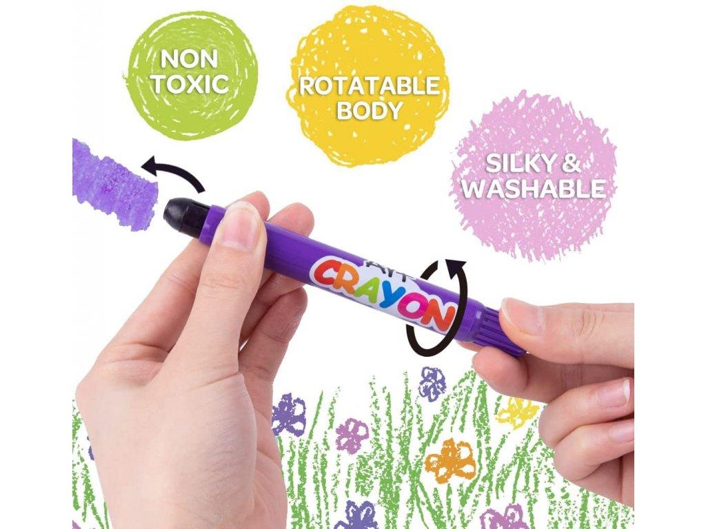 Set de 6 Crayones Lavables Punta Retráctil Para Niños