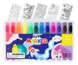 Set 12 Marcadores Lavables Niños + Plantilla