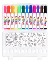 Set 12 Marcadores Lavables Niños + Plantilla