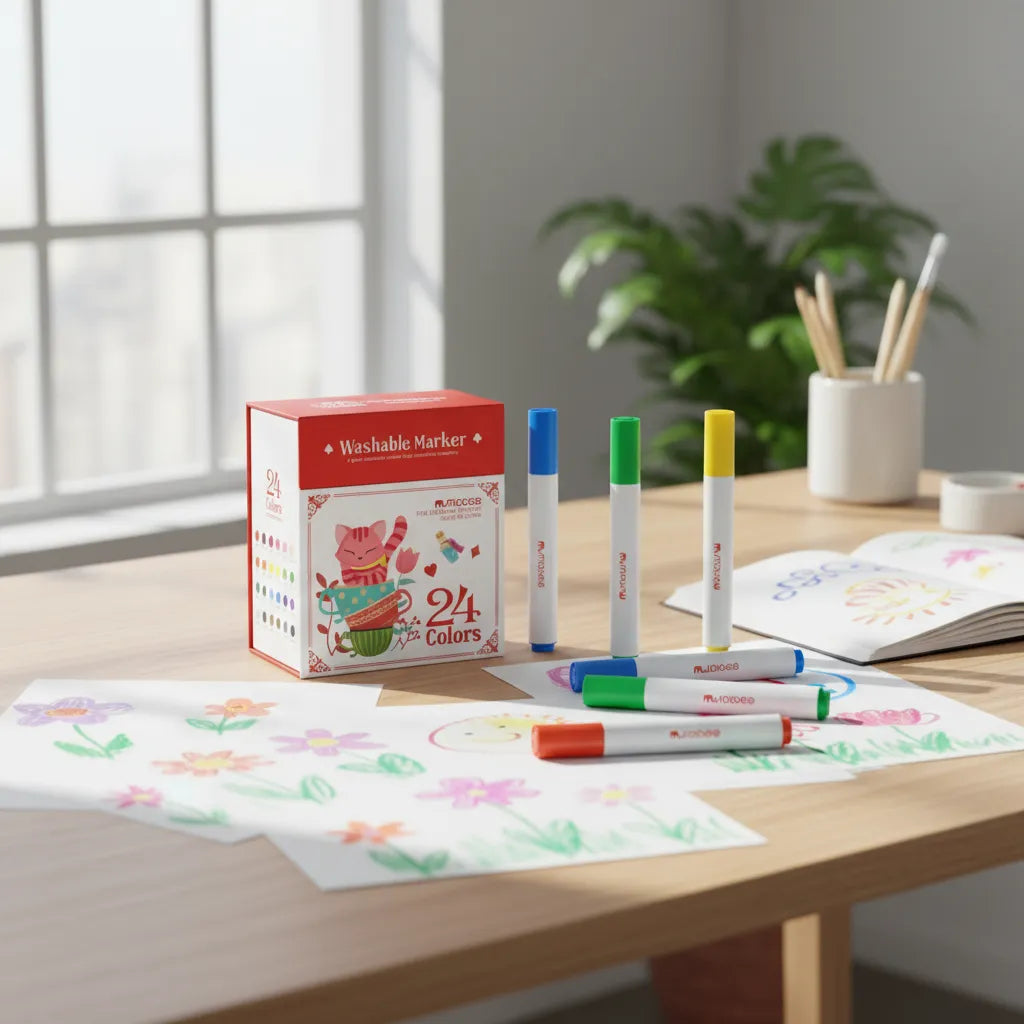 Set 24 Marcadores Lavables Niños Mobee