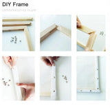 Bastidor de madera para pinturas por números, incluye piezas y herramientas para ensamblar un marco de 40x50 cm.