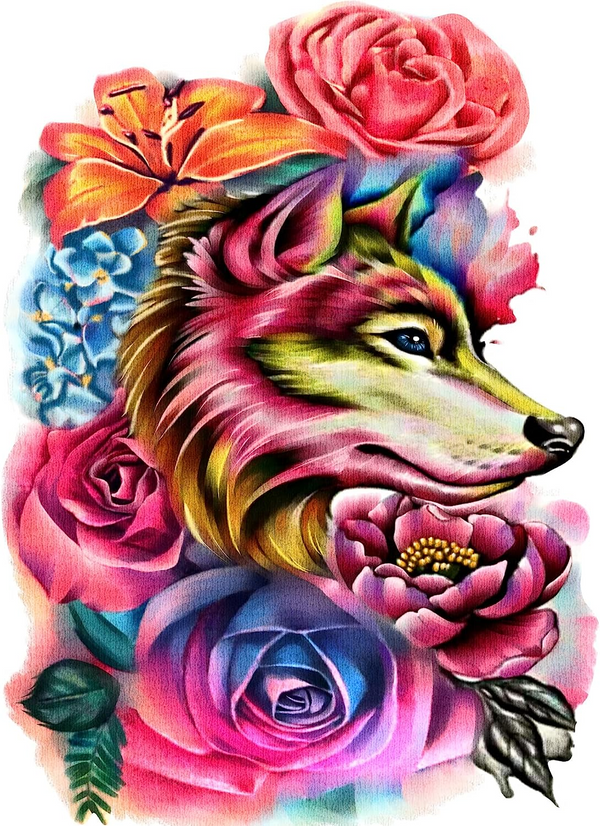 Loba Floral - Pintura por Numero (40x50)