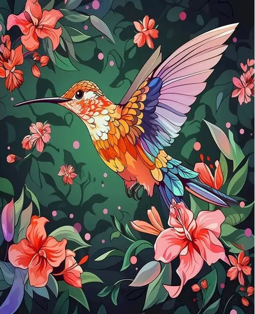 Picaflor Rosa- Pintura Por Número (50x40)