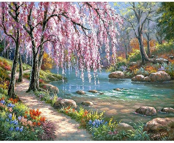 Árbol en la orilla del Río - Pintura Por Número (50x40)