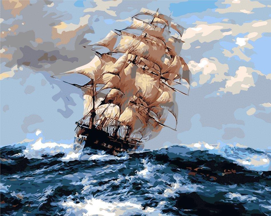Barco en la Tormenta - Pintura por Numero (50x40)
