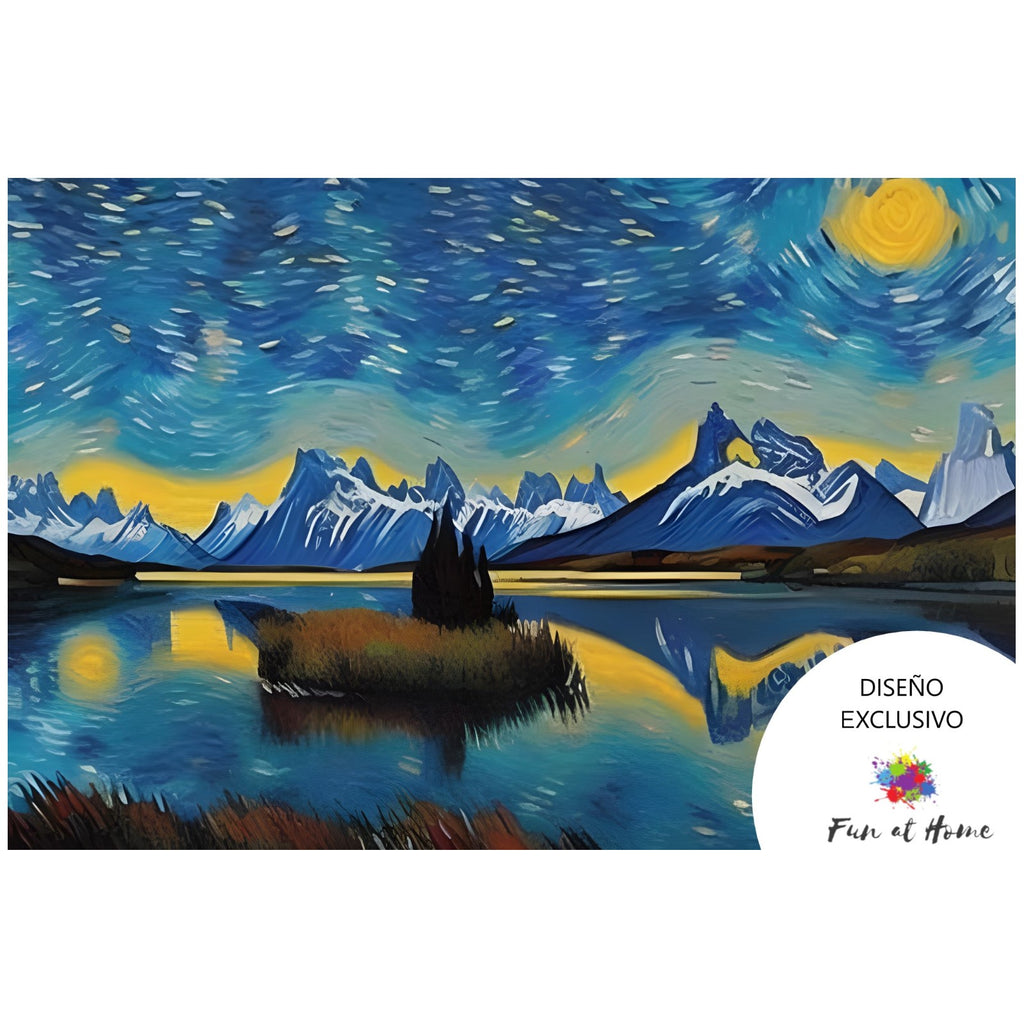 Torres del Paine en estilo Van Gogh - Pintura por Numero (50x40)