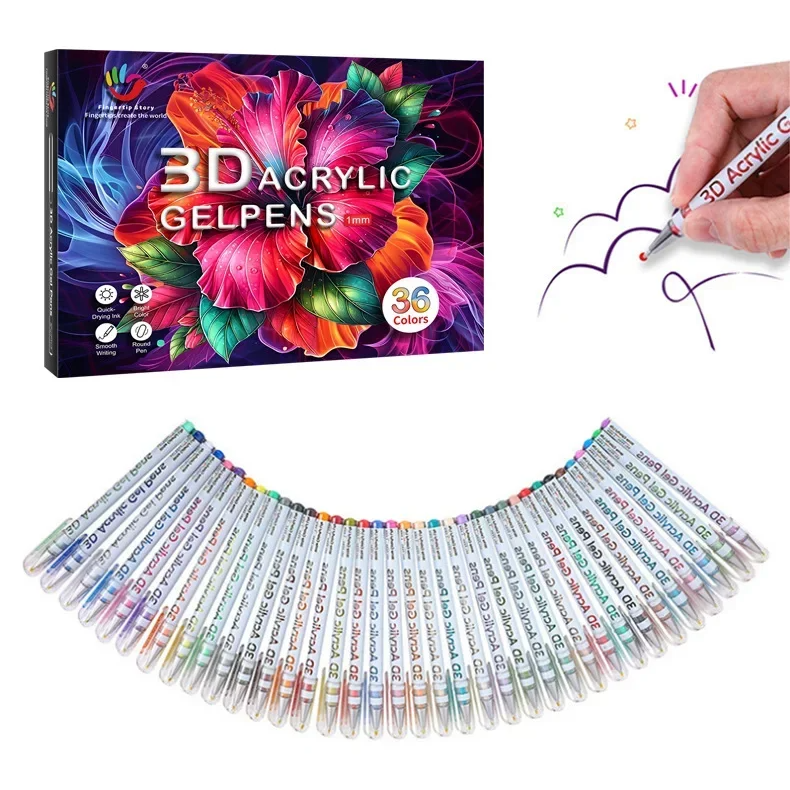 Set de 36 Lápices Gel Acrílicos 3D