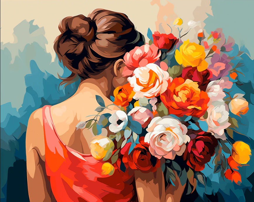 Vestido floral - Pintura por Numero (40x50)