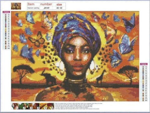 Africana Turbante (40x30) - Pintura Diamante Cuadrado