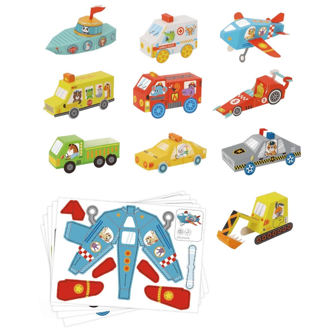 Kit de 10 Origami 3D (Prearmados) - Medios de Transporte