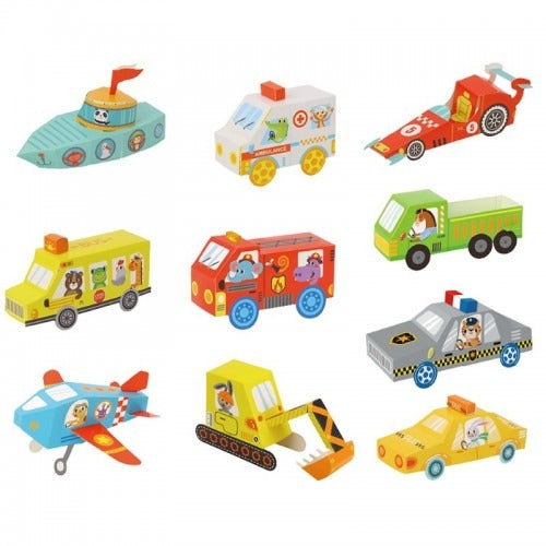 Kit de 10 Origami 3D (Prearmados) - Medios de Transporte