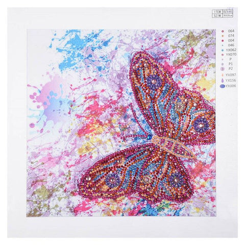Mariposa Fucsia (30x30) - Pintura Diamante Llenado Parcial