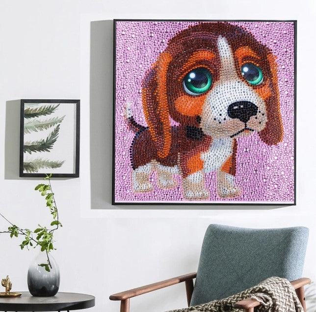 Cachorro (30x30) - Pintura Diamante Llenado Parcial