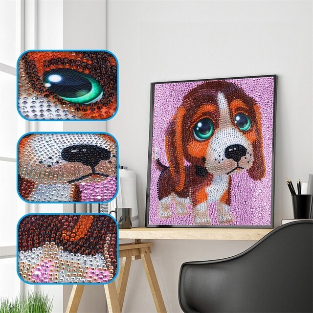 Cachorro (30x30) - Pintura Diamante Llenado Parcial