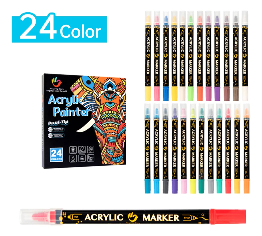 Set de 24 Marcadores Acrílicos Doble Punta