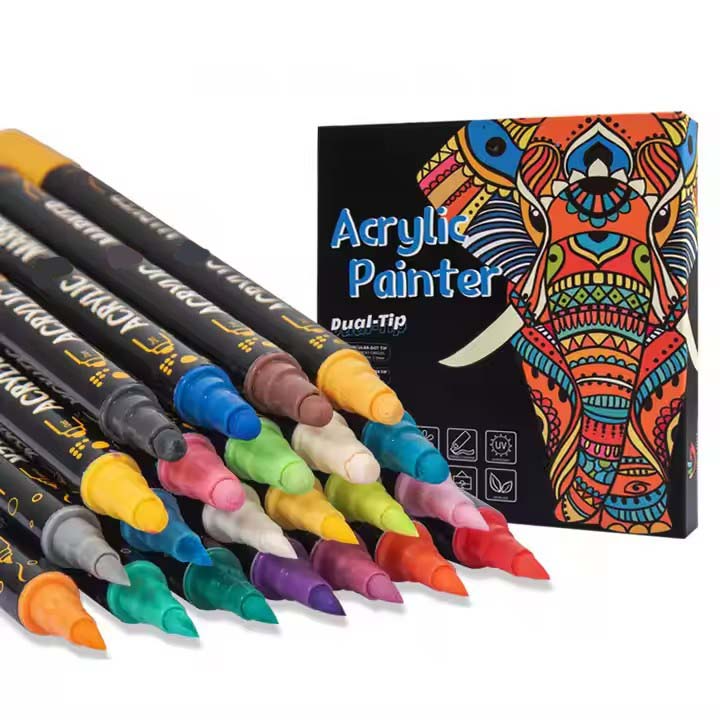Set de 24 Marcadores Acrílicos Doble Punta