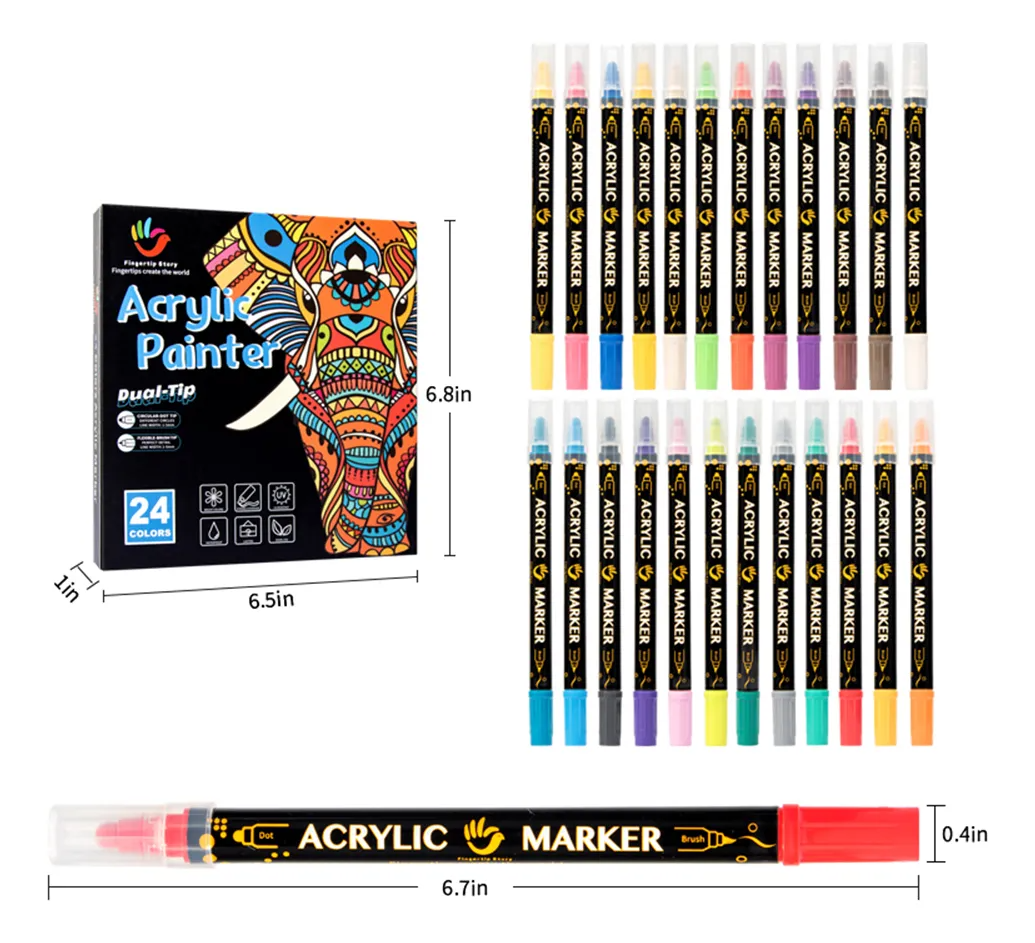 Set de 24 Marcadores Acrílicos Doble Punta