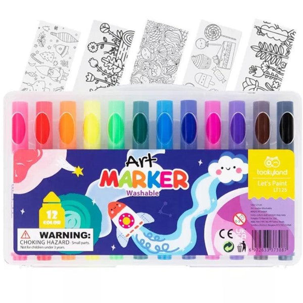 Manualidades Set de 12 Marcadores Lavables Para Niños - arte, lapices, lavable, LT125, Manualidades, marcadores, marcadores lavables, Niños, no toxico, Tookyland, washable markers 